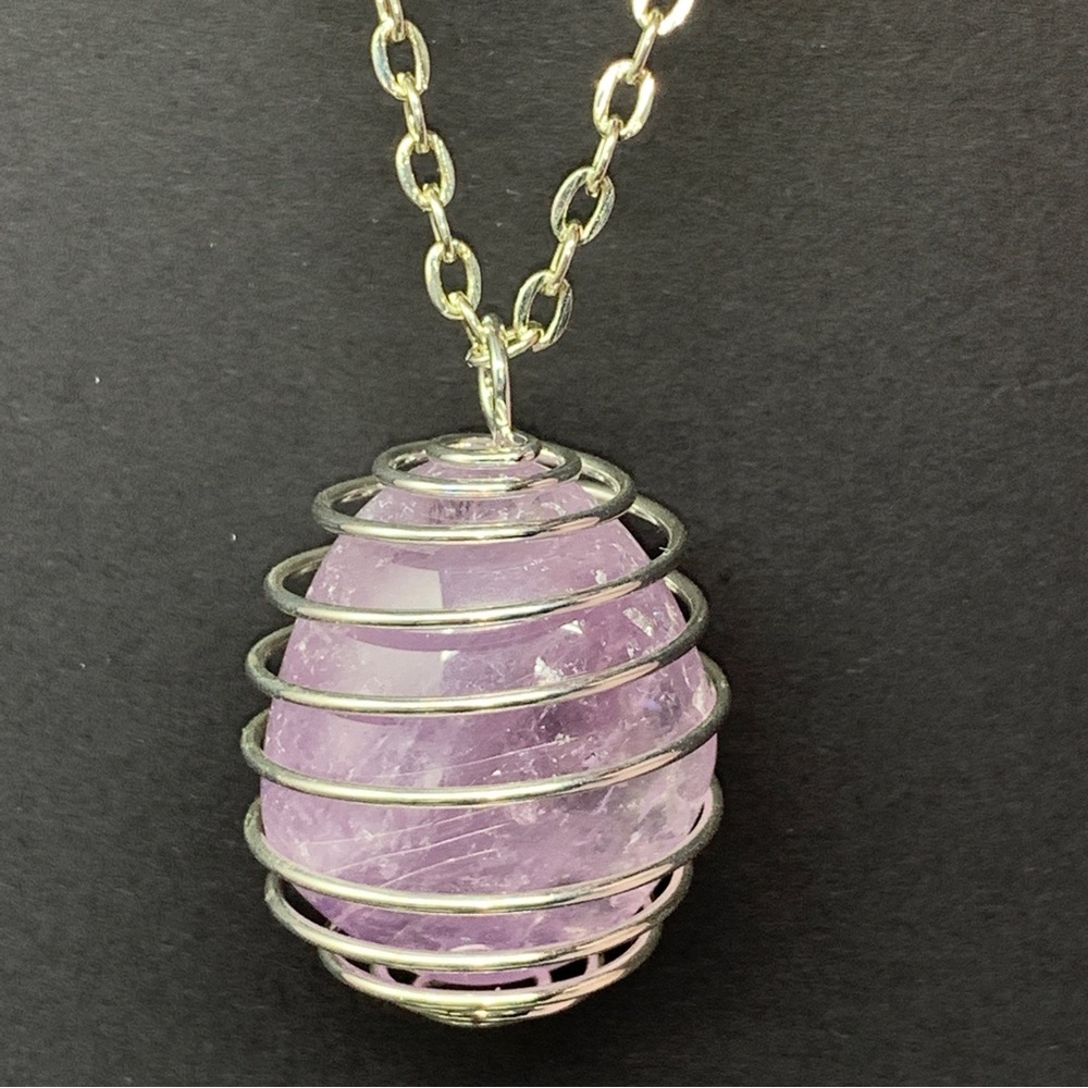 Maraba Amethyst Caged Pendant & Selenite & 20 Inch chain New in Box - Picture 10 of 16